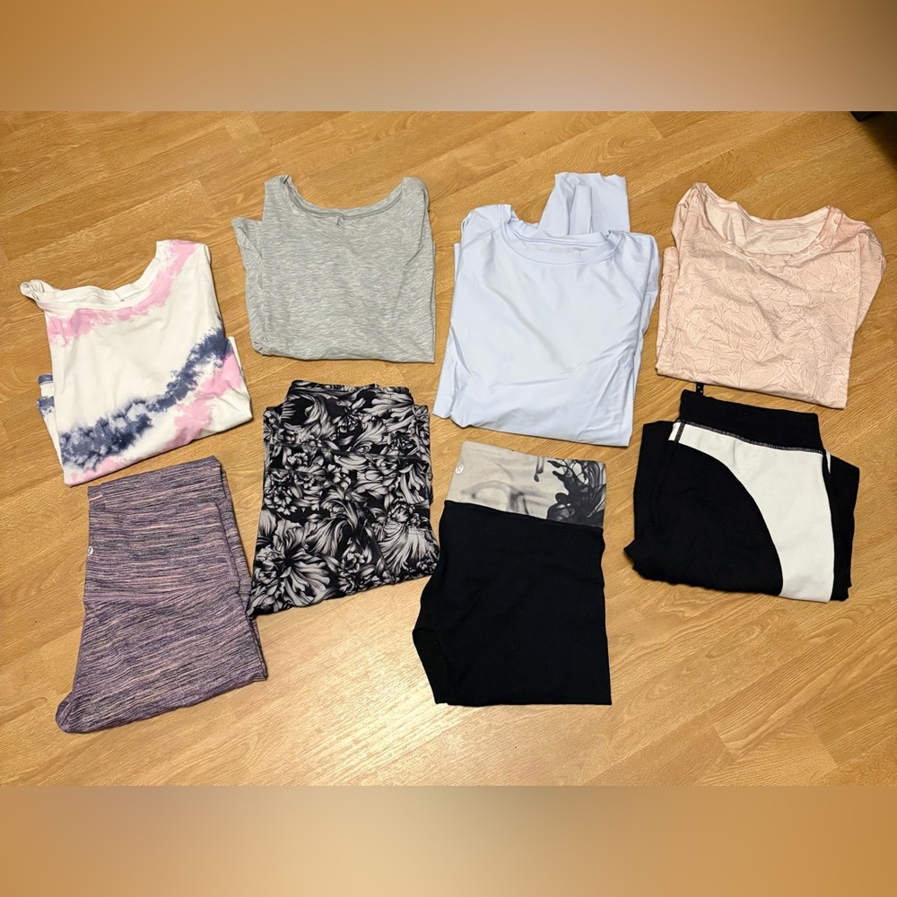 4 Lululemon yoga pants and 4 Lululemon tops